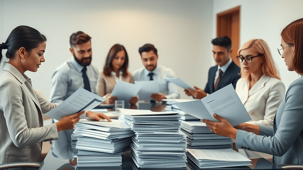 business meeting room, neatly stacked printed documents, document printing in toronto, corporate setting